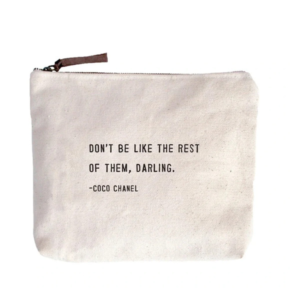 sugarboo Handbags - New Don't Be Like The Rest Of Them (Coco Chanel) Canvas Zip Bag